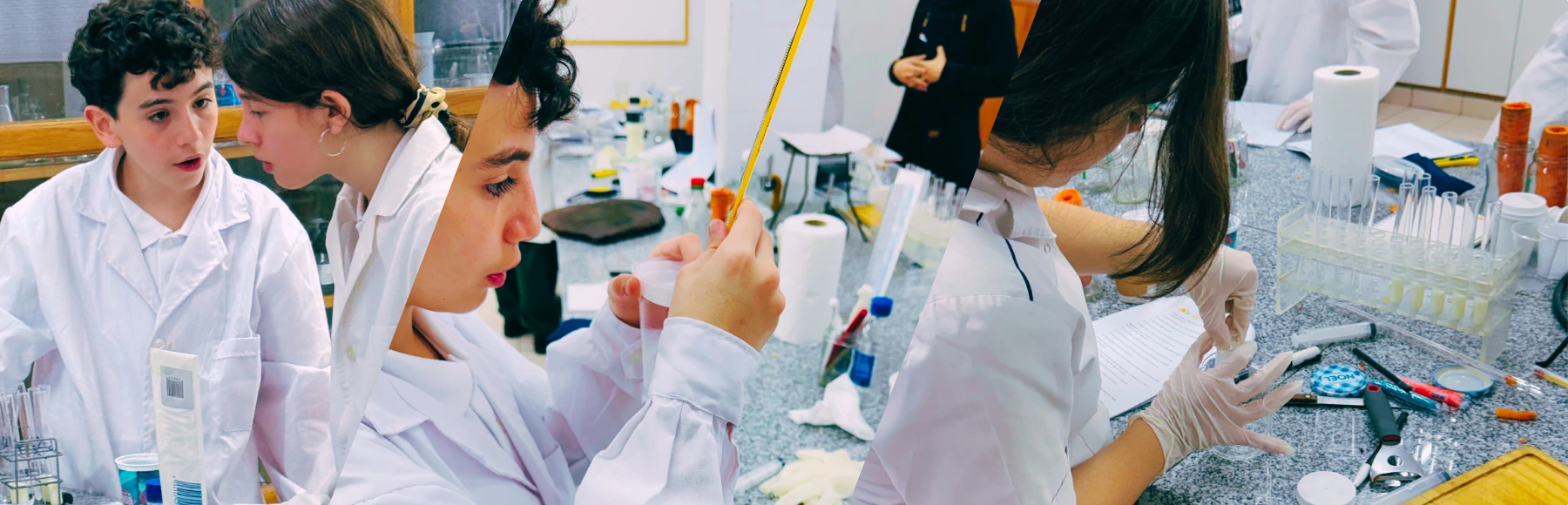 Estudiantes realizando experimentos en el laboratorio